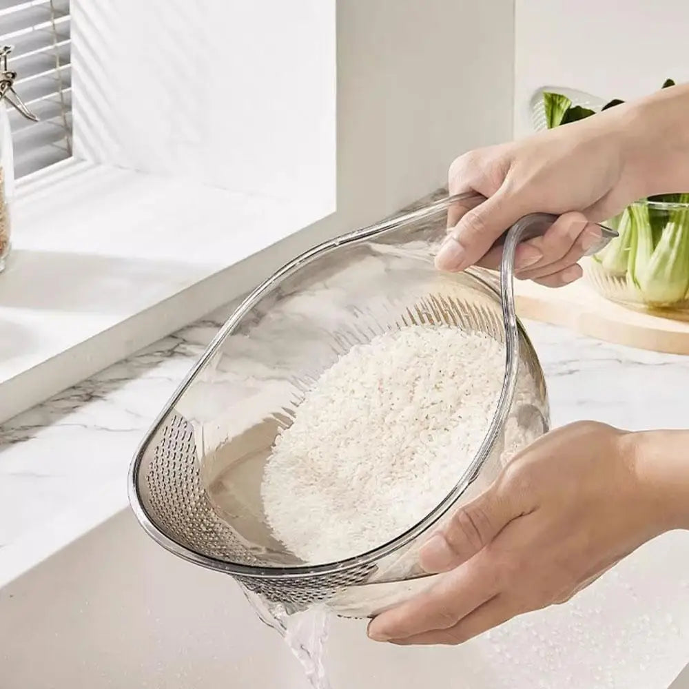Rice Washing Bowl Plastic Colander Sieve Vegetable Drainer Basket Kitchen Tools Food Beans Sieve Fruit Drainer