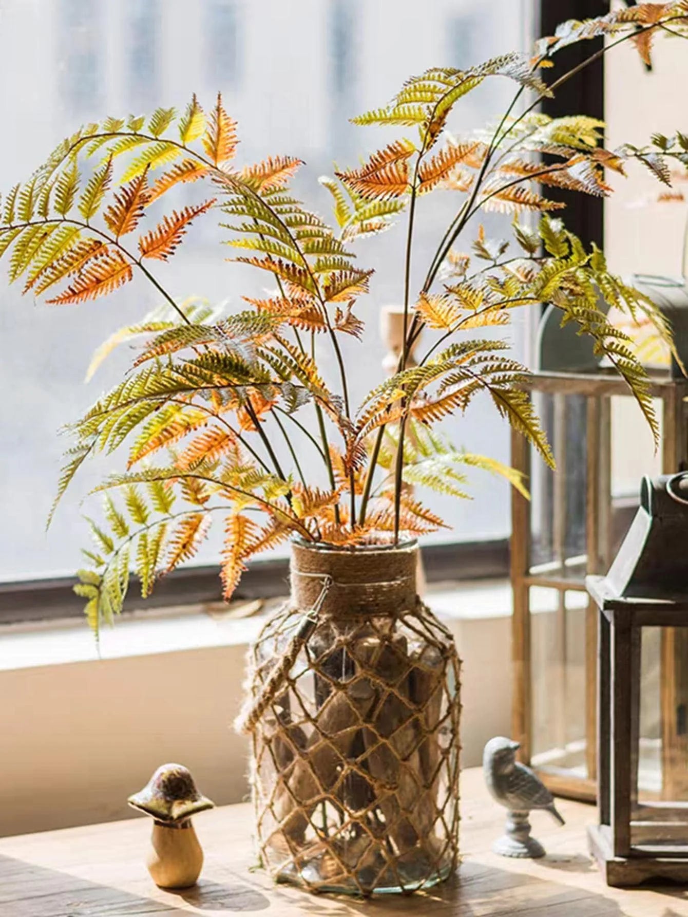 Rustic Hanging Glass Vase Rope Net Dry Flower Glass Vase with Art Hemp Rope  Home Transparent Living Room Decor Table Decoration