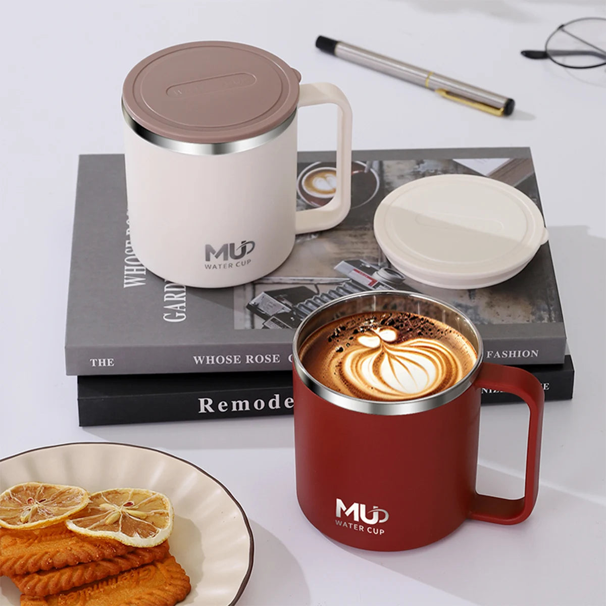 400ML Insulated Coffee Mug With Lid 304 Stainless Steel Double Wall Water Cup Sealed Milk Coffee Cup Student Adult Drinkware