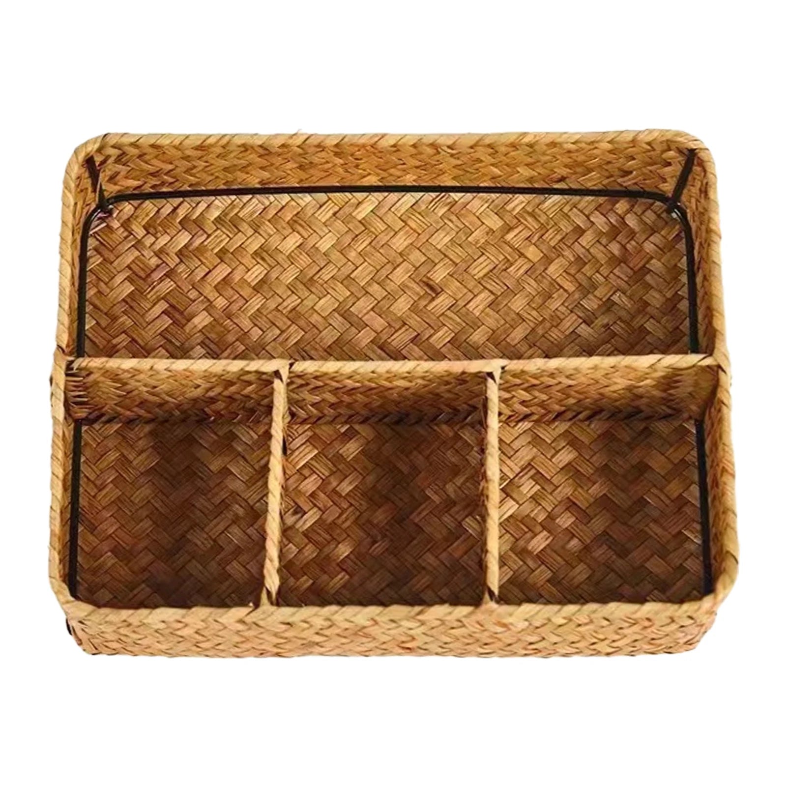 4 Grids Storage Basket Handmade Woven Willow Storage Basket For Clothes Cosmetic Stationery Hairpins Jewelry Accessories