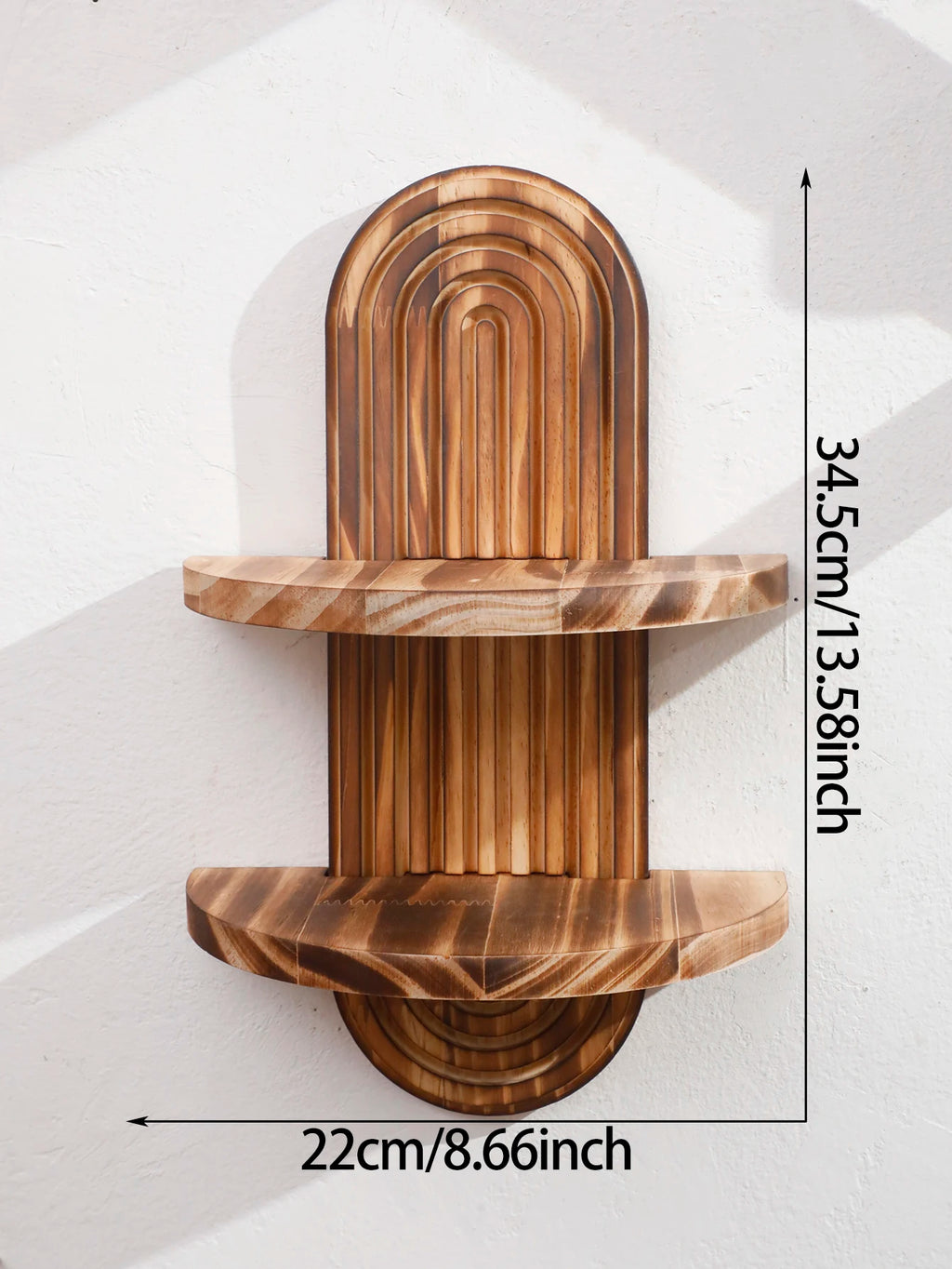 1Pc Boho Style Wooden Wall Shelves - Geometric Wall Mounted Shelves, Natural Wood Finish, Modern Home Decor, Plant Decorative