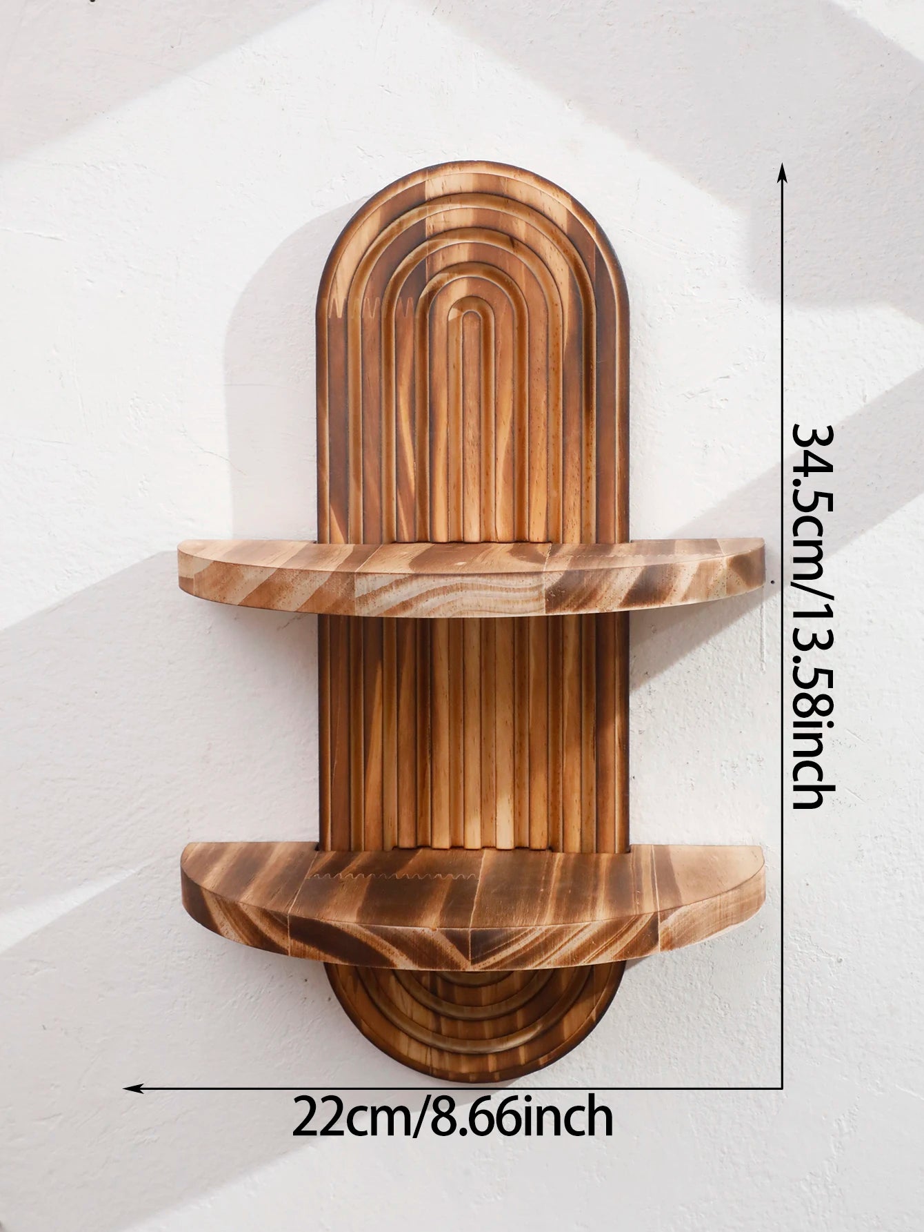 1Pc Boho Style Wooden Wall Shelves - Geometric Wall Mounted Shelves, Natural Wood Finish, Modern Home Decor, Plant Decorative