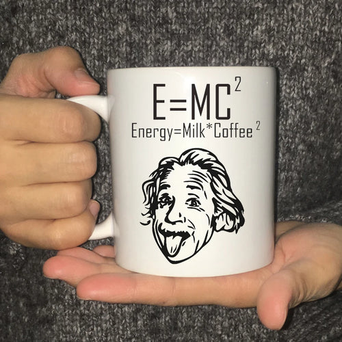 "E = MC2" Energy = Milk × Coffee ² - Fun Coffee Ceramic Cup, Unique Creative Gifts for Friends, Birthday Gifts