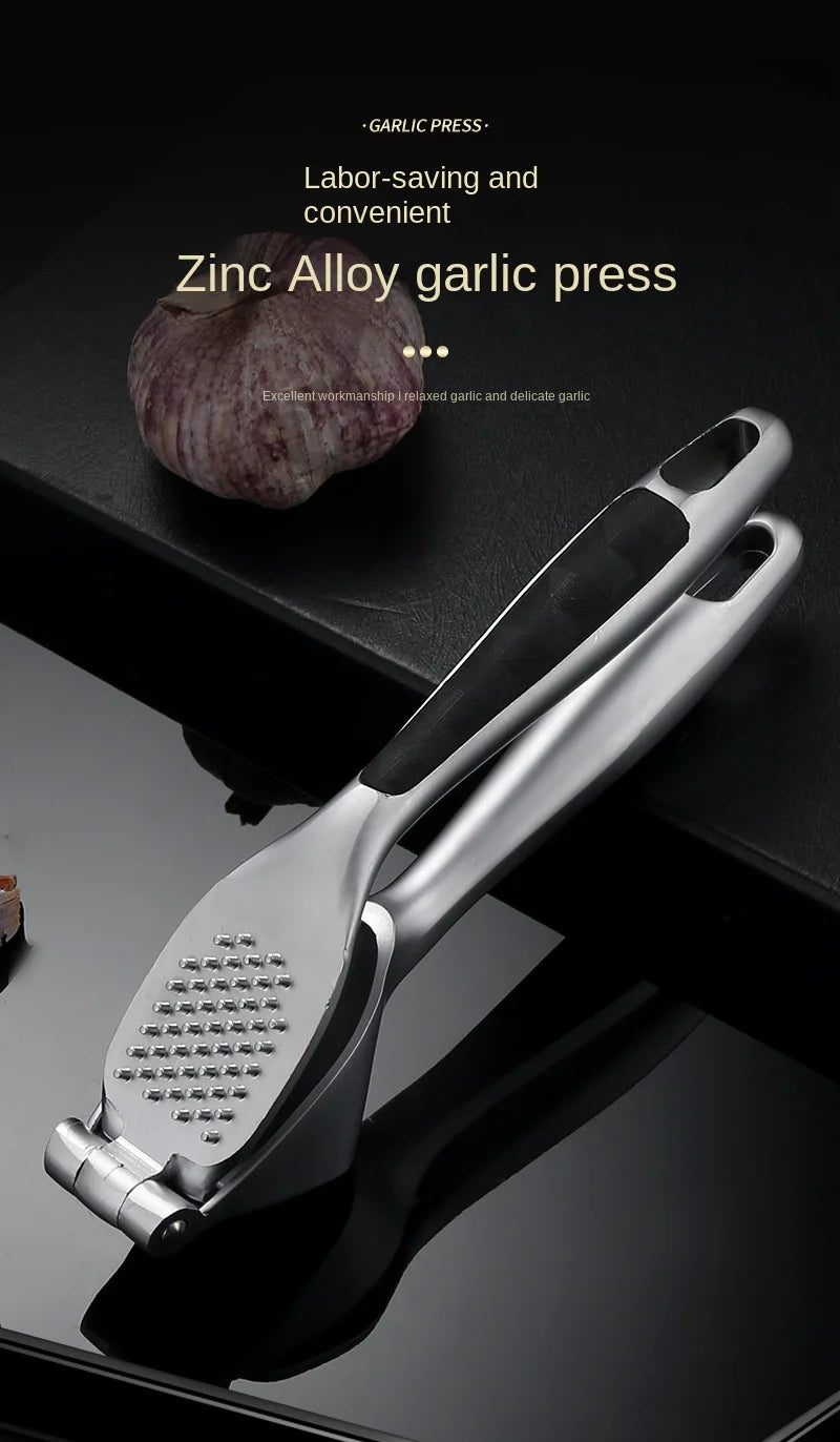 1PC Garlic Press Zinc Alloy Garlic Mincer Crusher with Ergonomic Soft Grip Handle Easy to Squeeze Clean