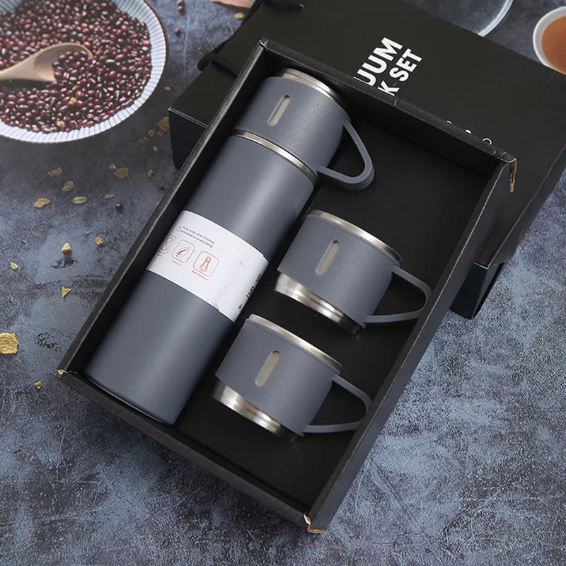 500ML Stainless Steel Vacuum Flask Gift Set Office Business Style Thermos Bottle Outdoor Hot Water Thermal Insulation Couple Cup