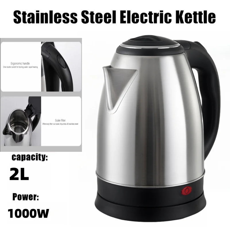 2L Food-grade Stainless Steel Electric Kettle Fast Boiling Hot Water Heater, Multi-purpose Teapot for Coffee, Beverage Daily Use