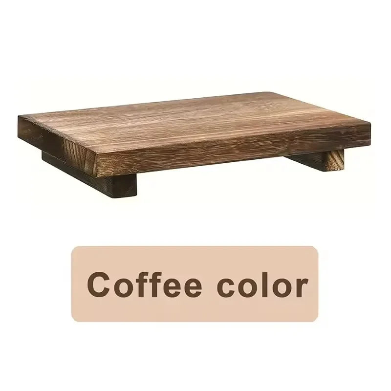 Wood Tray Pedestal Stand Bathroom Decor Wooden Vanity Hands Soap Scented Candle Storage Holder Tray Kitchen Seasoning Holder