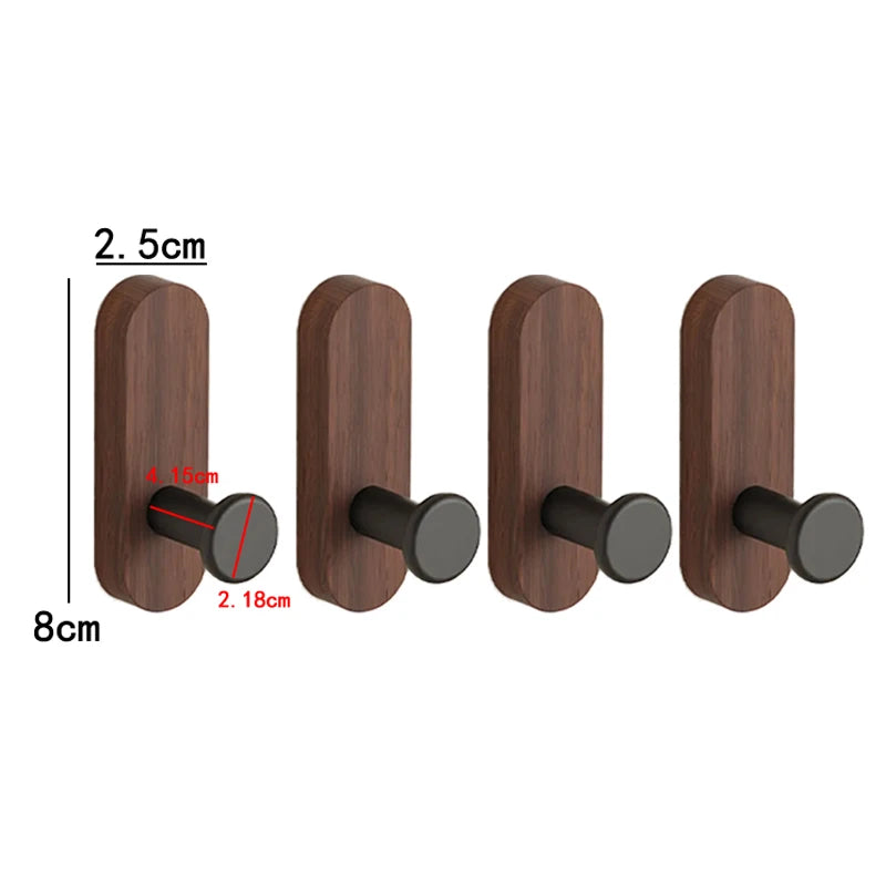 Scandinavian Solid Wood Handle Clothes Hook Coat Hook Wall-mounted Hook Punch-free Door Clothes Hanger Pebble Shape Cabinet Door