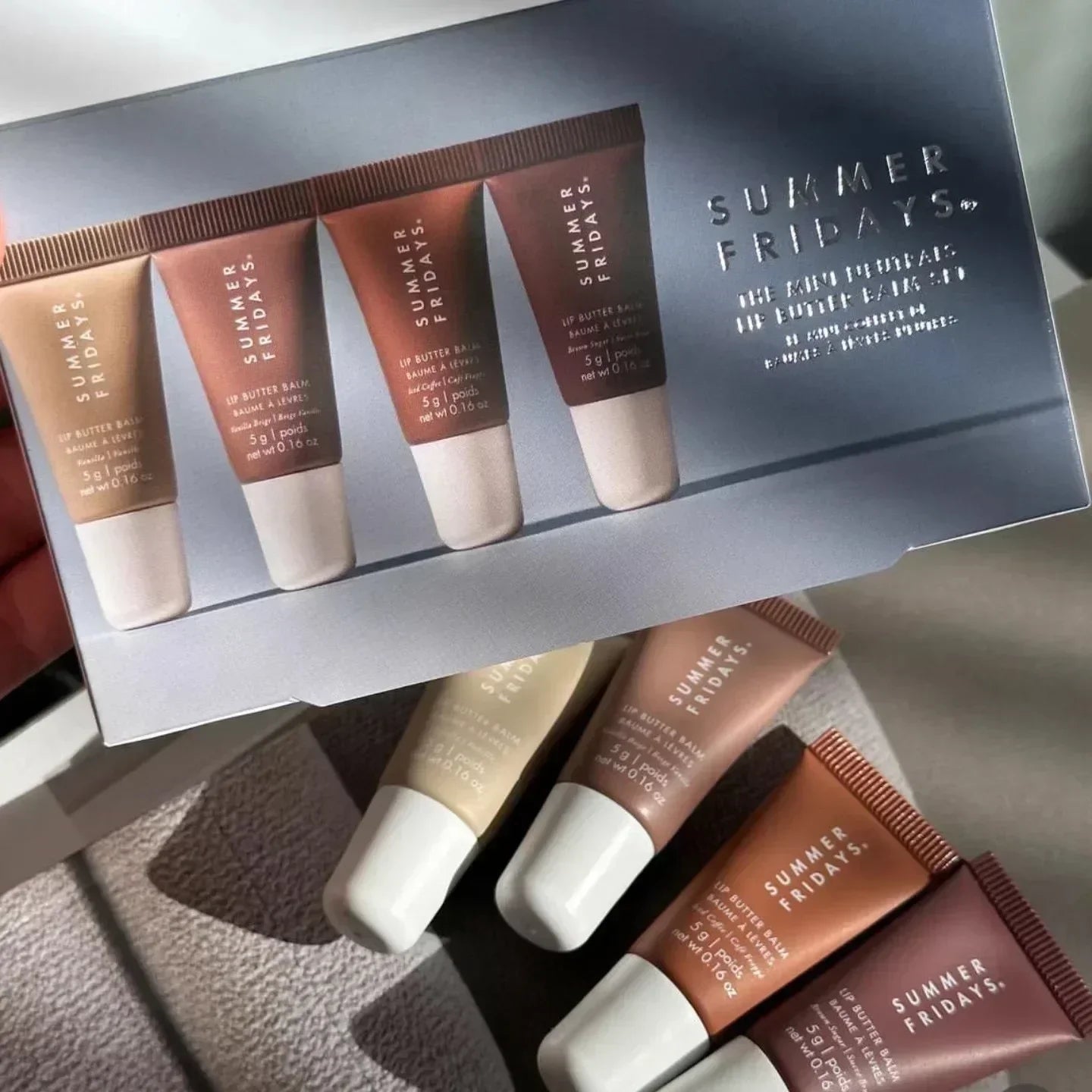 NEW Summer Fridays Mini Lip Gloss Set Vanilla Beige Lip Balm Long Lasting Moisturizing Smooth Soft Tube Makeup Lip Care Suit