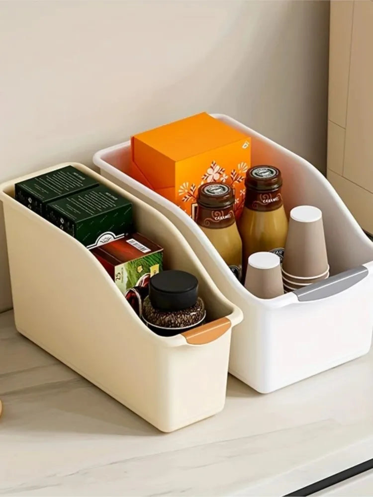 Curved Plastic Storage Bins Set - Multipurpose Home Organization Boxes for Cleaning Supplies & Household Essentials