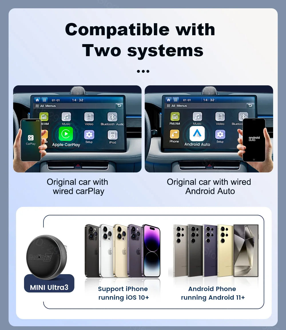 CarlinKit Wireless CarPlay Box Mini Ultra 3 Wired To Wireless CarPlay Adapter USB Plug and Play Wifi Bluetooth Fast Auto Connect